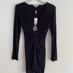 NWT REVOLVE  SKY LONG SLEEVE RUCHED FRONT STONE MINI DRESS